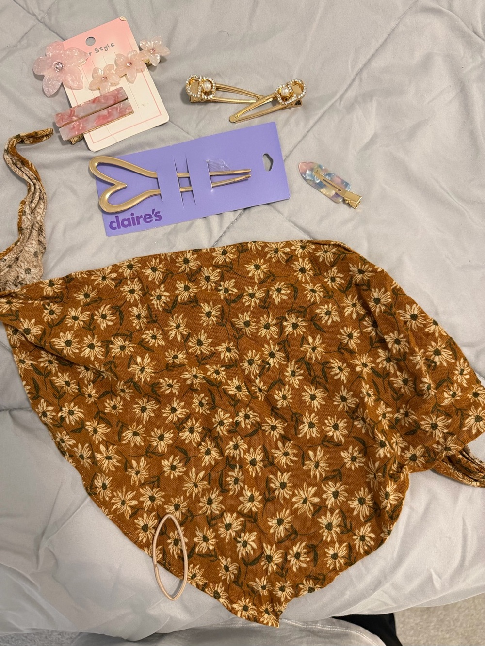 Claire's Pink and Gold Floral & Pearl Hair Clip Set